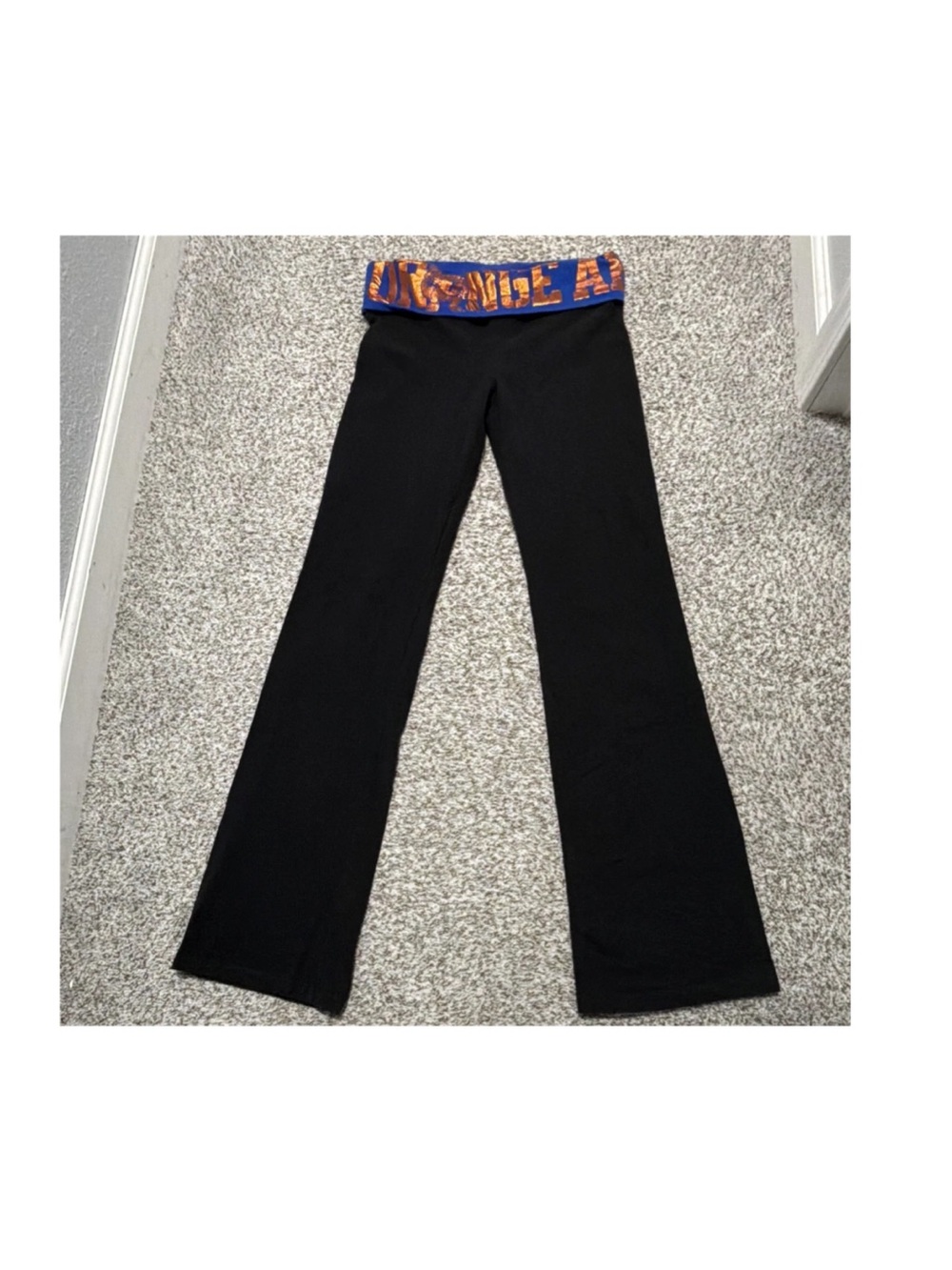 Women’s Pink Victoria Secret Black Yoga Pants with Orange & Blue